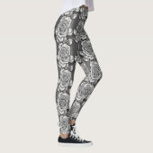 Monochrome dunkelgraue Rosen Leggings (Rechts)