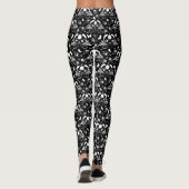 Monochrome dunkle botanische Blumenästhetik Leggings (Rückseite)