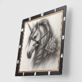 Monochrome Einhornblume Quadratische Wanduhr (Winkel)