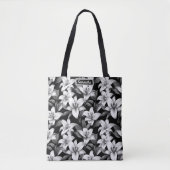Monochrome Elegance - Schwarz-Weiß-Liliendesign Tasche (Vorderseite)