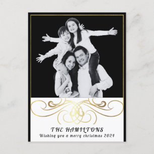 Monochrome Elegance Schwarz-Weiß-Postkarte Feiertagspostkarte