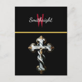 Monochrome Eleganz: Rotes W-Logo auf Schwarz und W Postkarte (Vorderseite)