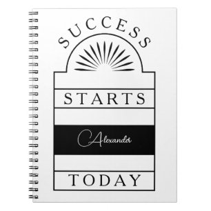 Monochrome Erfolge starten hier Notebook Notizblock