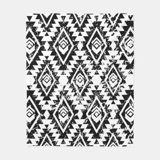 Monochrome, ethnisch nahtlose Muster Fleecedecke (Vorderseite)