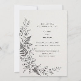 Monochrome Farn Botanische Hochzeitseinladung Einladung