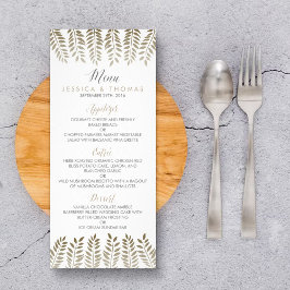 Monochrome Fern Woodland Wedding Menu Werbekarte