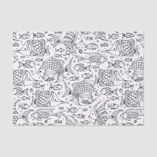 Monochrome Fischschule Seidenpapier (Vorderseite)