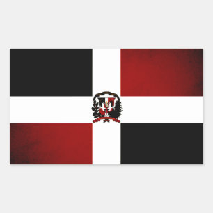 Monochrome Flagge der Dominikanischen Republik Rechteckiger Aufkleber