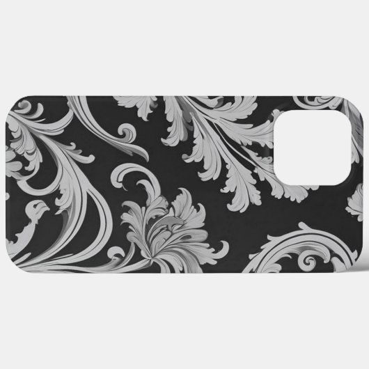 Monochrome Fleur Antique Muster Case-Mate iPhone Hülle (Rückseite (Horizontal))