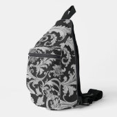 Monochrome Fleur Antique Muster Crossbody Bag (Rechte Ecke)