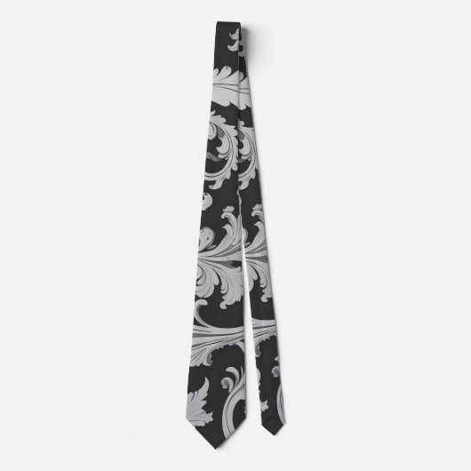 Monochrome Fleur Antique Muster Krawatte (Vorderseite)