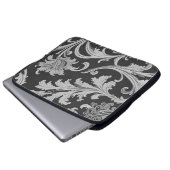 Monochrome Fleur Antique Muster Laptopschutzhülle (Vorne Knopf)