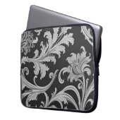 Monochrome Fleur Antique Muster Laptopschutzhülle (Vorderseite Links)
