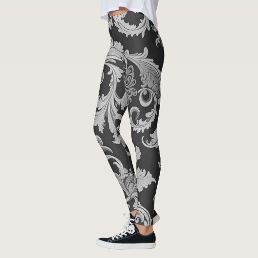 Monochrome Fleur Antique Muster Leggings (Links)