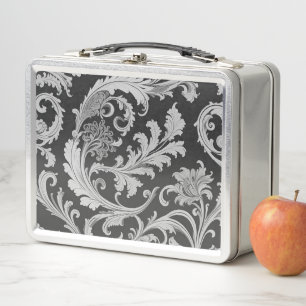 Monochrome Fleur Antique Muster Metall Brotdose