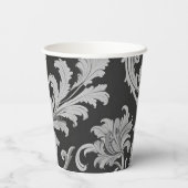 Monochrome Fleur Antique Muster Pappbecher (Rückseite)
