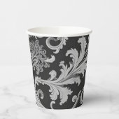 Monochrome Fleur Antique Muster Pappbecher (Links)