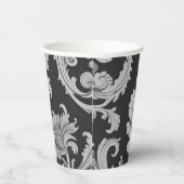 Monochrome Fleur Antique Muster Pappbecher (Rechts)
