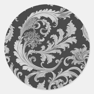 Monochrome Fleur Antique Muster Runder Aufkleber