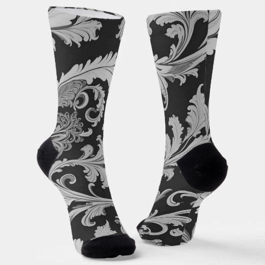 Monochrome Fleur Antique Muster Socken (Gewinkelt)