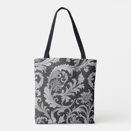 Monochrome Fleur Antique Muster Tasche (Rückseite)