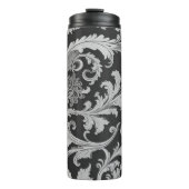 Monochrome Fleur Antique Muster Thermosbecher (Vorderseite)