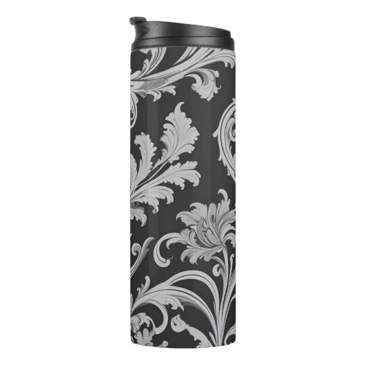 Monochrome Fleur Antique Muster Thermosbecher (Nach rechts gedreht)