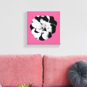 Monochrome Floral auf Rosa - Bold Graphic Leinwanddruck (Insitu (Wohnzimmer))