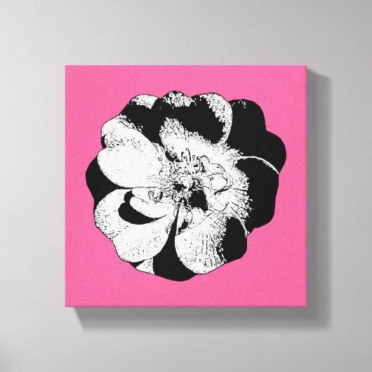 Monochrome Floral auf Rosa - Bold Graphic Leinwanddruck (Vorderseite)