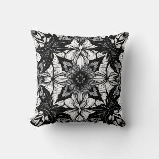 Monochrome Floral Lace Medallion Muster Kissen