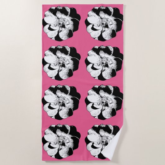 Monochrome Floral Repeat Strandtuch (Vorderseite)