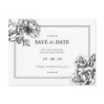 Monochrome florale Hochzeit Speichern Sie das Datu