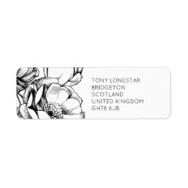 Monochrome florale Rücksendeadresse