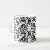 Monochrome Florals Muster-Tasse Kaffeetasse (Vorderseite Links)