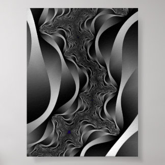 Monochrome Fraktalbänder in unendlicher Tiefe Poster