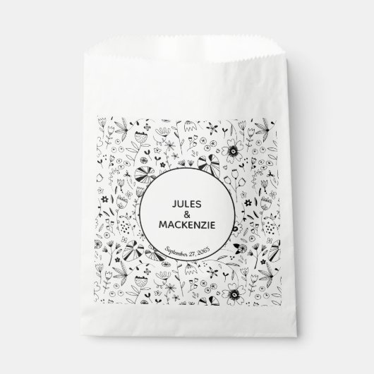 Monochrome freie Blume Geschenktütchen (Vorderseite)