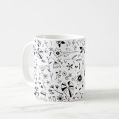 Monochrome freie Blume Kaffeetasse (Vorderseite Links)
