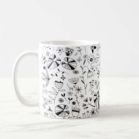 Monochrome freie Blume Kaffeetasse (Links)