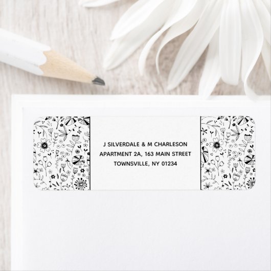 Monochrome freie Blume Moderne Rücksendeadresse (Insitu)