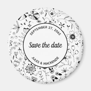 Monochrome freie Blume Save the Date Magnet