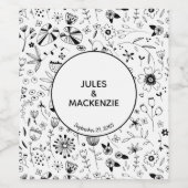 Monochrome freie Blume Weinetikett (Einzelnes Label)