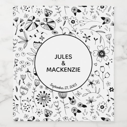 Monochrome freie Blume Weinetikett (Einzelnes Label)
