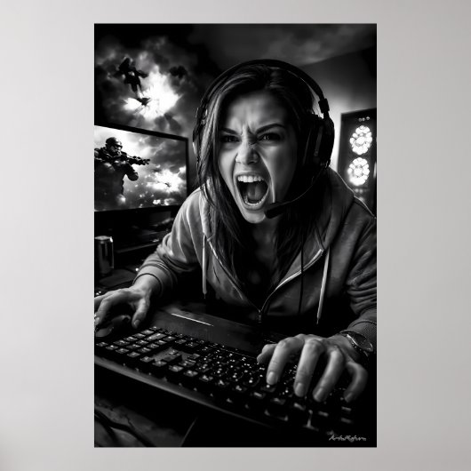 Monochrome Frenzy Gamer Portrait Poster (Vorne)