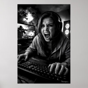 Monochrome-Frenzy-Gamer-Porträtposter Poster