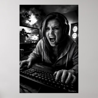 Monochrome-Frenzy-Gamer-Porträtposter Poster
