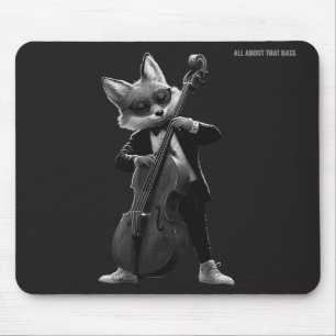 Monochrome-Fuchs-Doppelbassspieler-Mauspad Mousepad