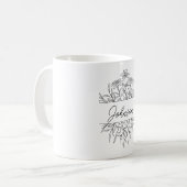 Monochrome geätzte Floral Monogramm Kaffeetasse (Vorderseite Links)