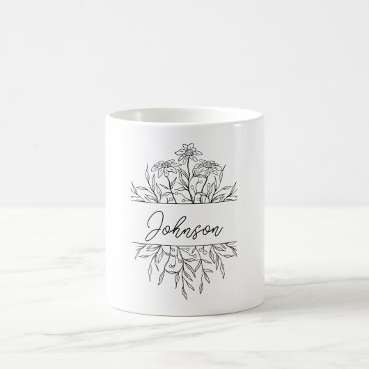Monochrome geätzte Floral Monogramm Kaffeetasse (Mittel)