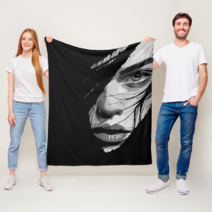 Monochrome geheimnisvolle Portrait Art Fleecedecke