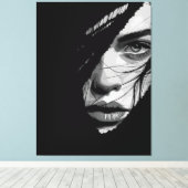 Monochrome geheimnisvolle Portrait Art Leinwanddruck (Insitu (Holzboden))